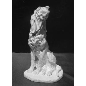 Jean Paul Gourdon, "seated Hunting Dog," Plaster