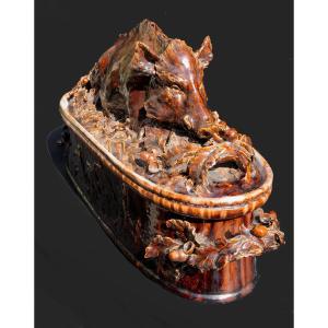 Jean Paul Gourdon "Terrine au Sanglier"Grande Terre cuite Vernissée