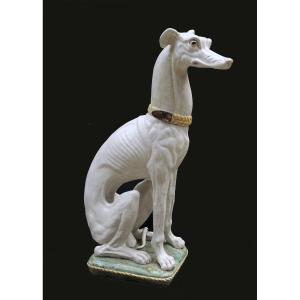 Large Glazed Terracotta Greyhound, Italy, Ca. 1950