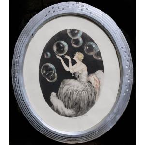 Louis Icart "Les Bulles" Eau-Forte et Aquatinte 1930, Signée et numérotée 84