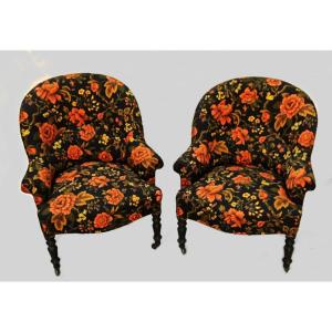 Paire de Fauteuils Crapauds Napoléon III