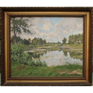 Raoul Dosque, "pond At Villandraut," 1923, Oil On Canvas