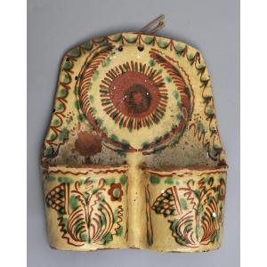 19th-century Glazed Terracotta Wall-mounted Cutlery Holder