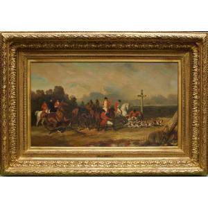 Alfred de Dreux "Scéne de Chasse à Courre"Huile sur Toile vers 1850