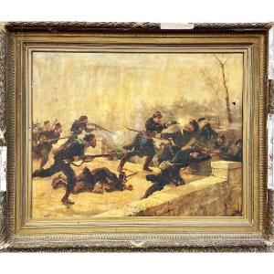 Tableau Sur Toile Bataille WW2 Débarquement - 50x70 Cm - Neuf, Décoration Militaire