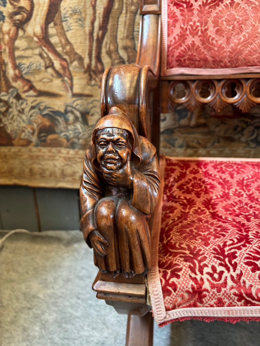 Pair Of Gothic Walnut Armchairs-photo-3