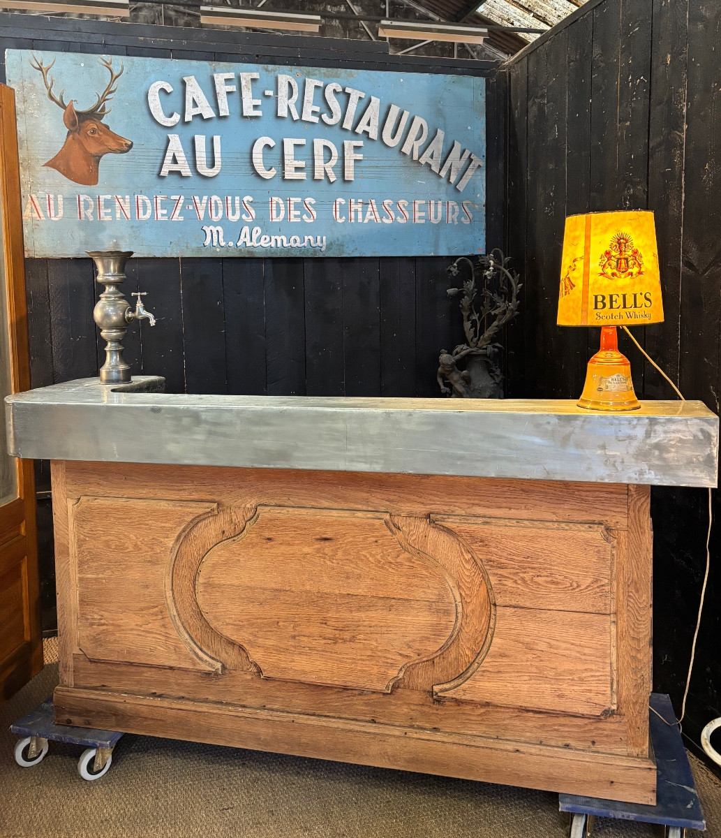 Bar d’estaminet en chêne lavé