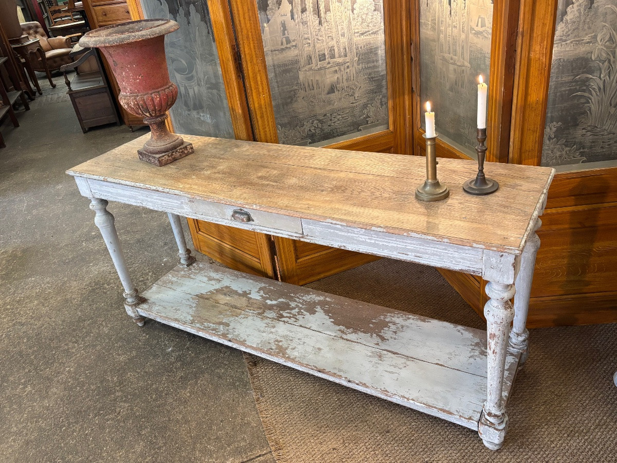 Oak Draper's Table With Antique Paint-photo-2