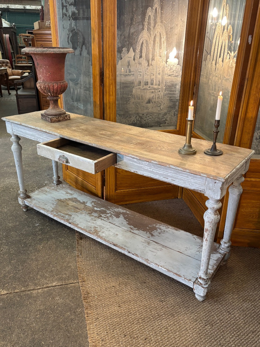 Oak Draper's Table With Antique Paint-photo-3