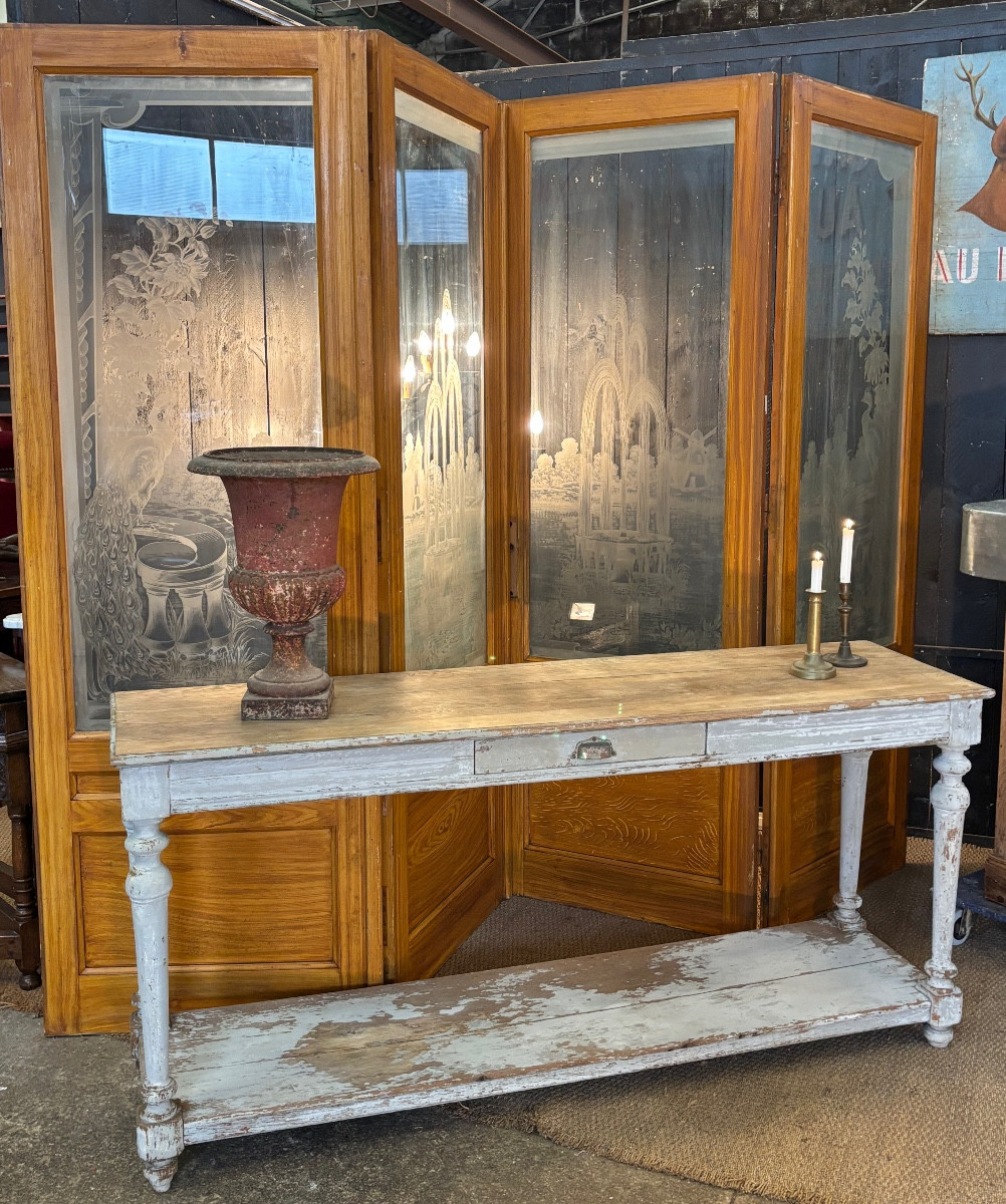 Oak Draper's Table With Antique Paint