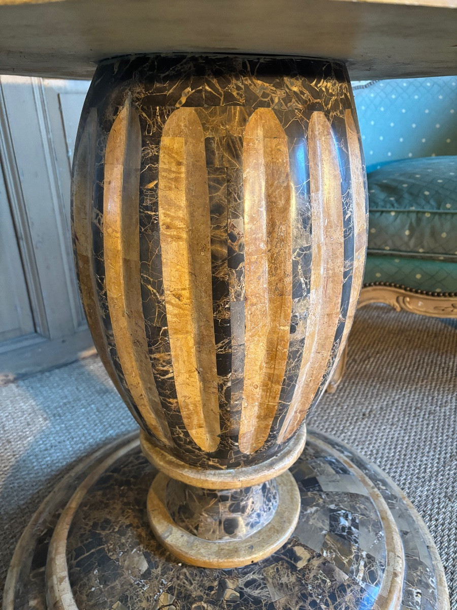 Guéridon en marqueterie de marbre-photo-2
