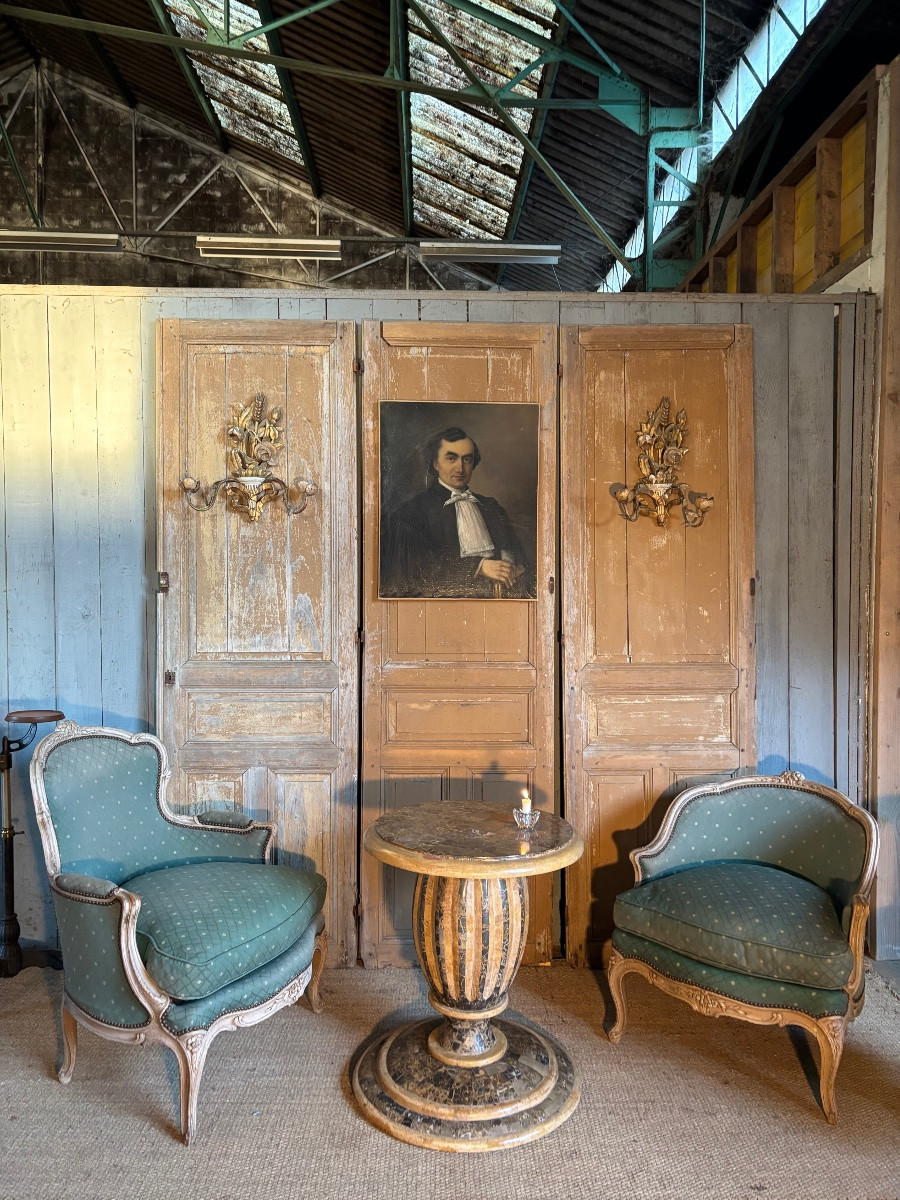 Guéridon en marqueterie de marbre-photo-4