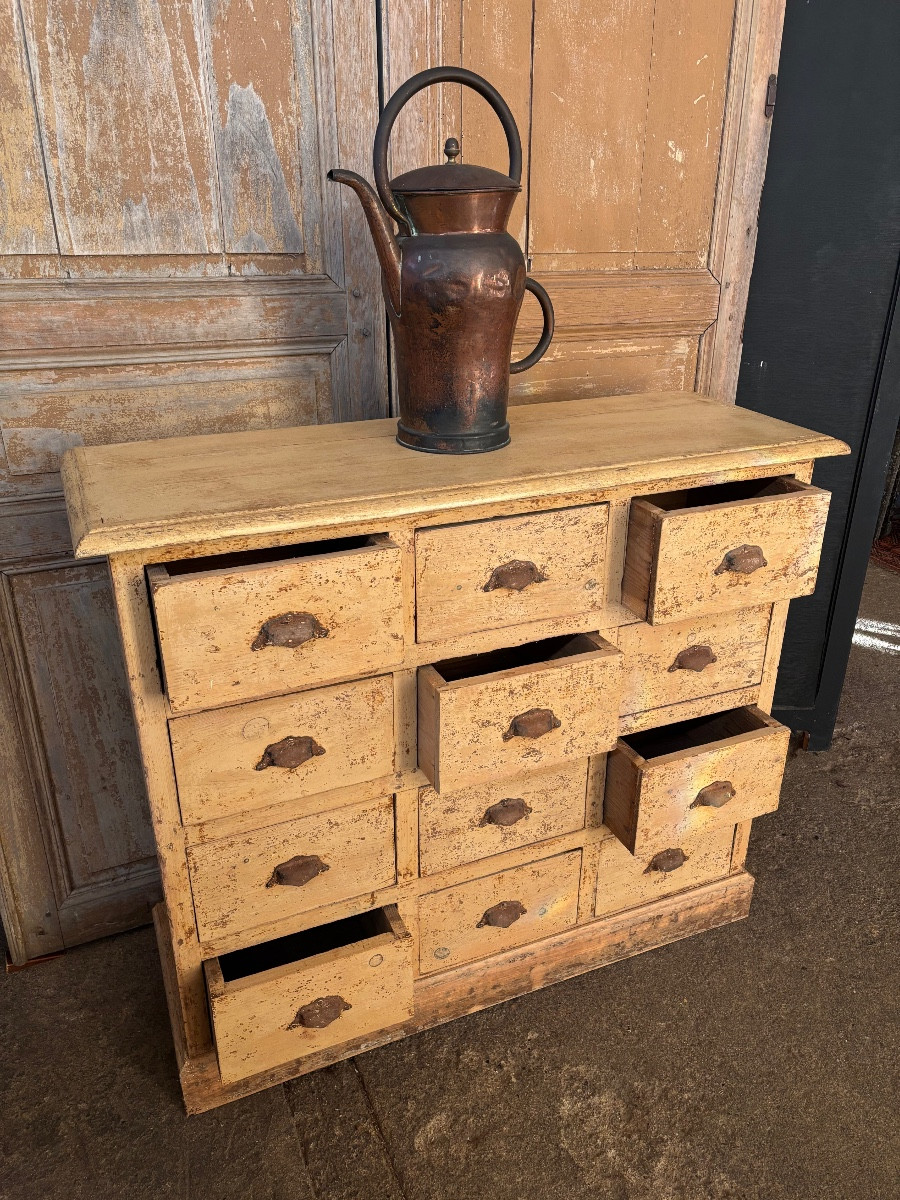 Petit meuble de magasin à 12 tiroirs