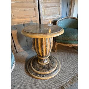 Guéridon en marqueterie de marbre
