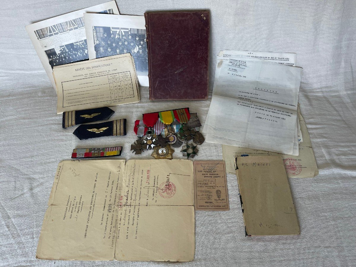 Lot d'Un Aviateur Officier époque Ww2 / Indo-photo-6