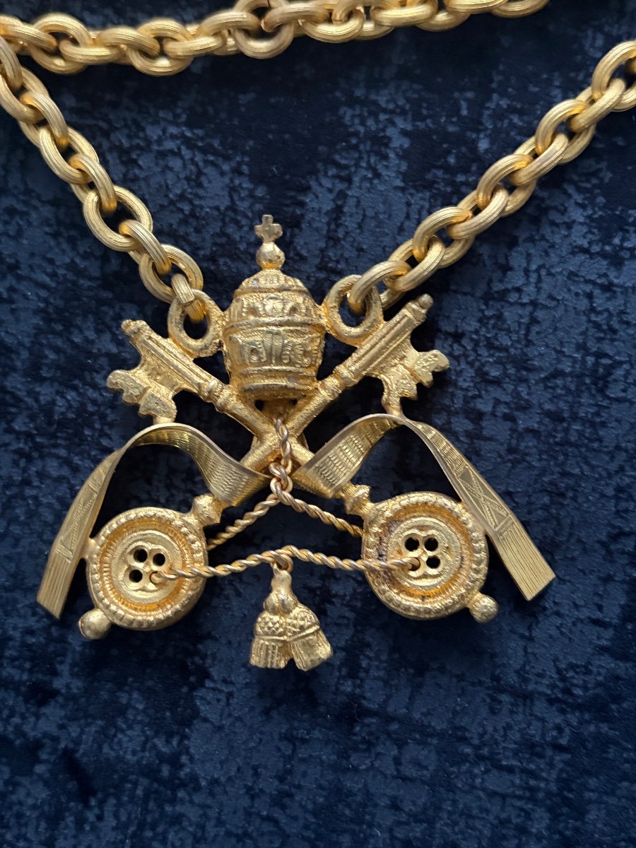 Vatican : Collier de dignitaire - Camérier d'Honneur de cape et d'épée - Époque Pie XI-photo-4