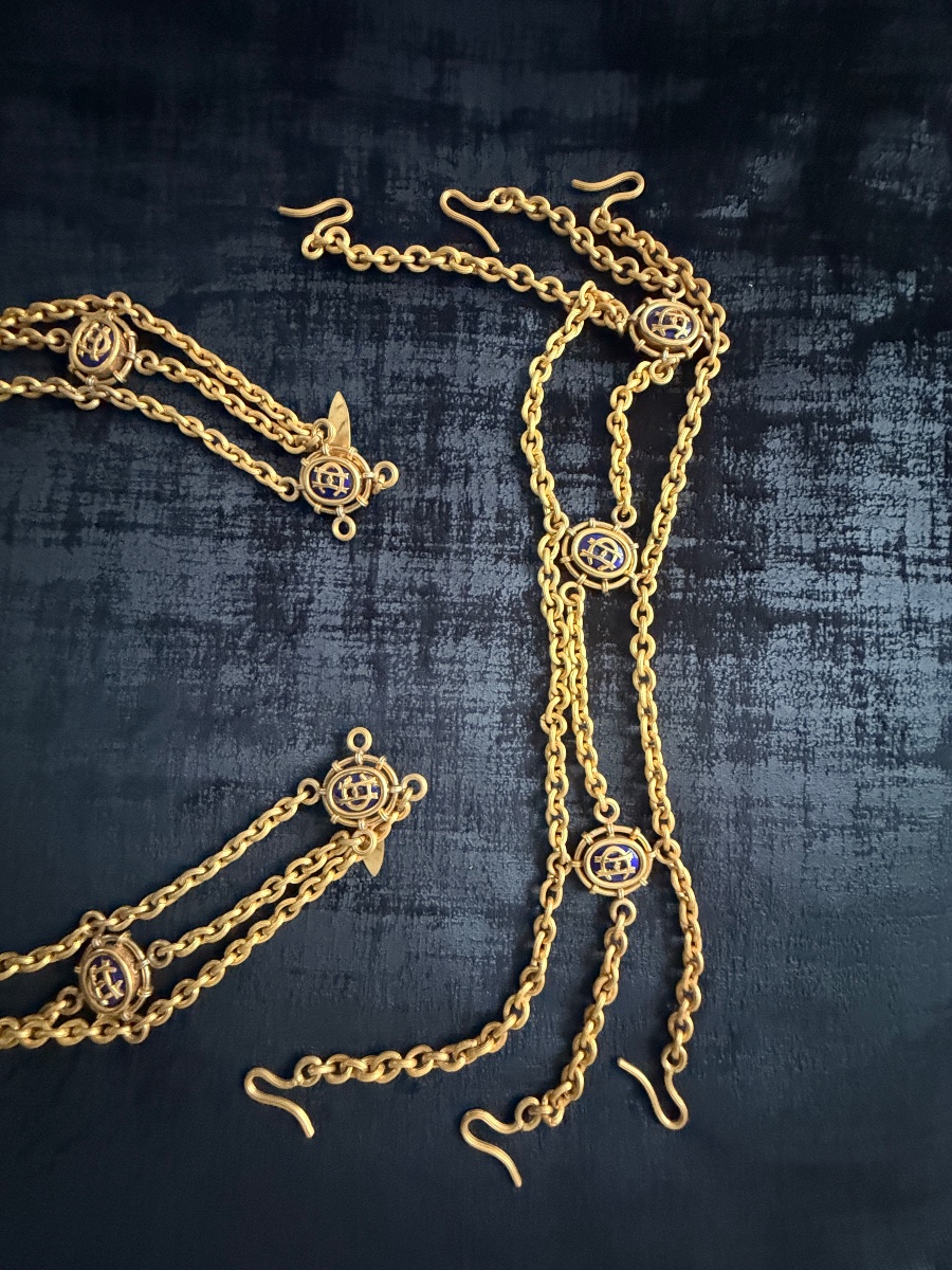 Vatican : Collier de dignitaire - Camérier d'Honneur de cape et d'épée - Époque Pie XI-photo-1