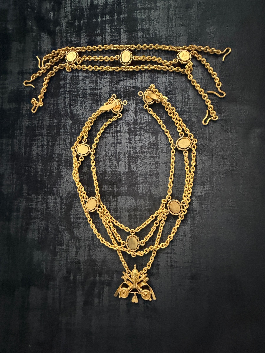 Vatican : Collier de dignitaire - Camérier d'Honneur de cape et d'épée - Époque Pie XI-photo-2