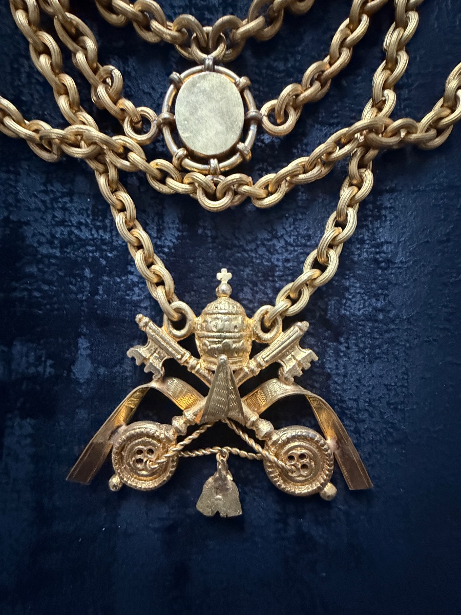 Vatican : Collier de dignitaire - Camérier d'Honneur de cape et d'épée - Époque Pie XI-photo-3