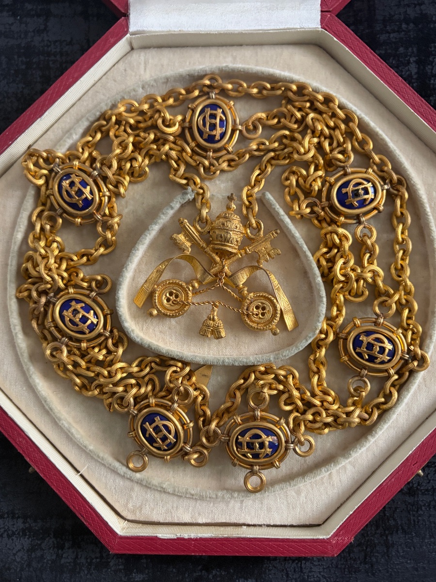 Vatican : Collier de dignitaire - Camérier d'Honneur de cape et d'épée - Époque Pie XI