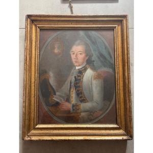Portrait d'un jeune officier du Régiment du Roi – Pastel d'époque Louis XVI