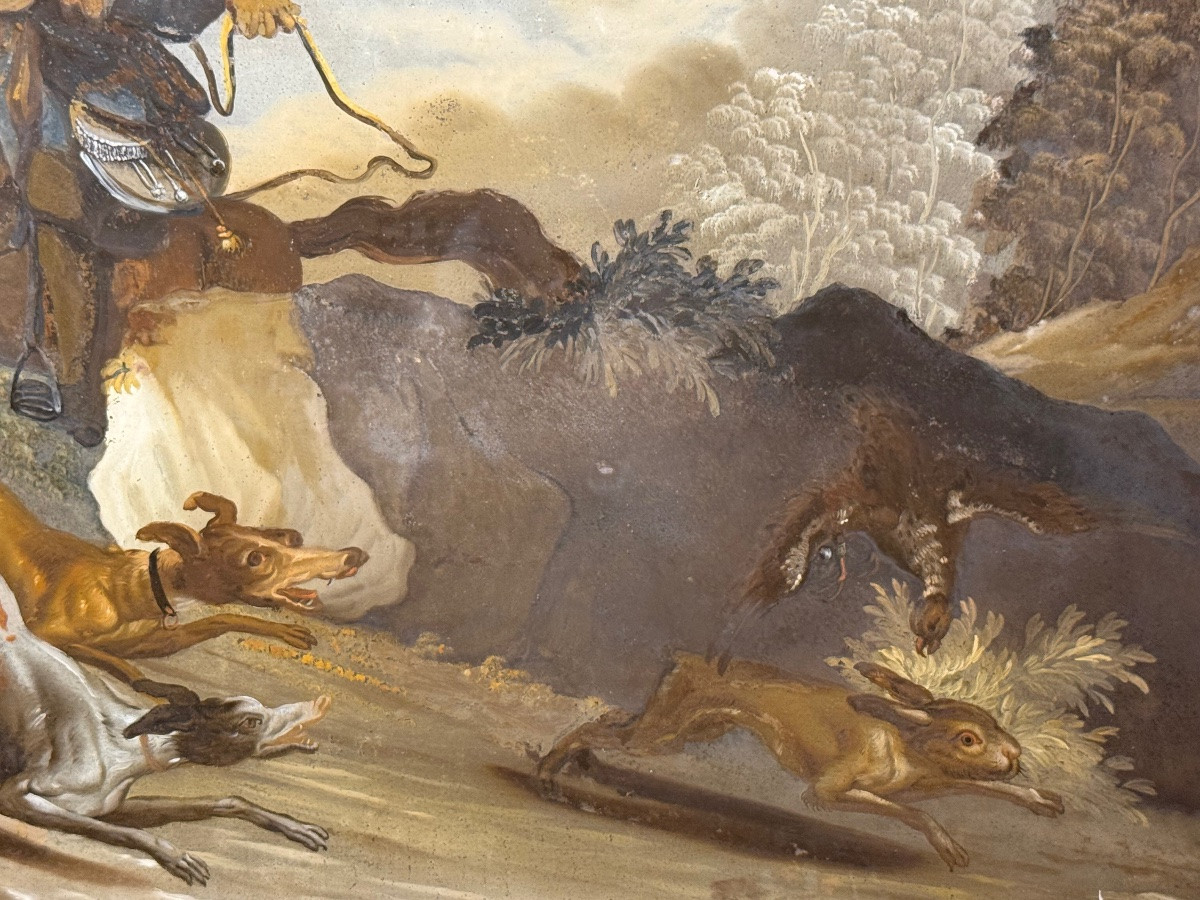 Pair Of Painted Glass Panes. Central European School, 19th Century.-photo-5