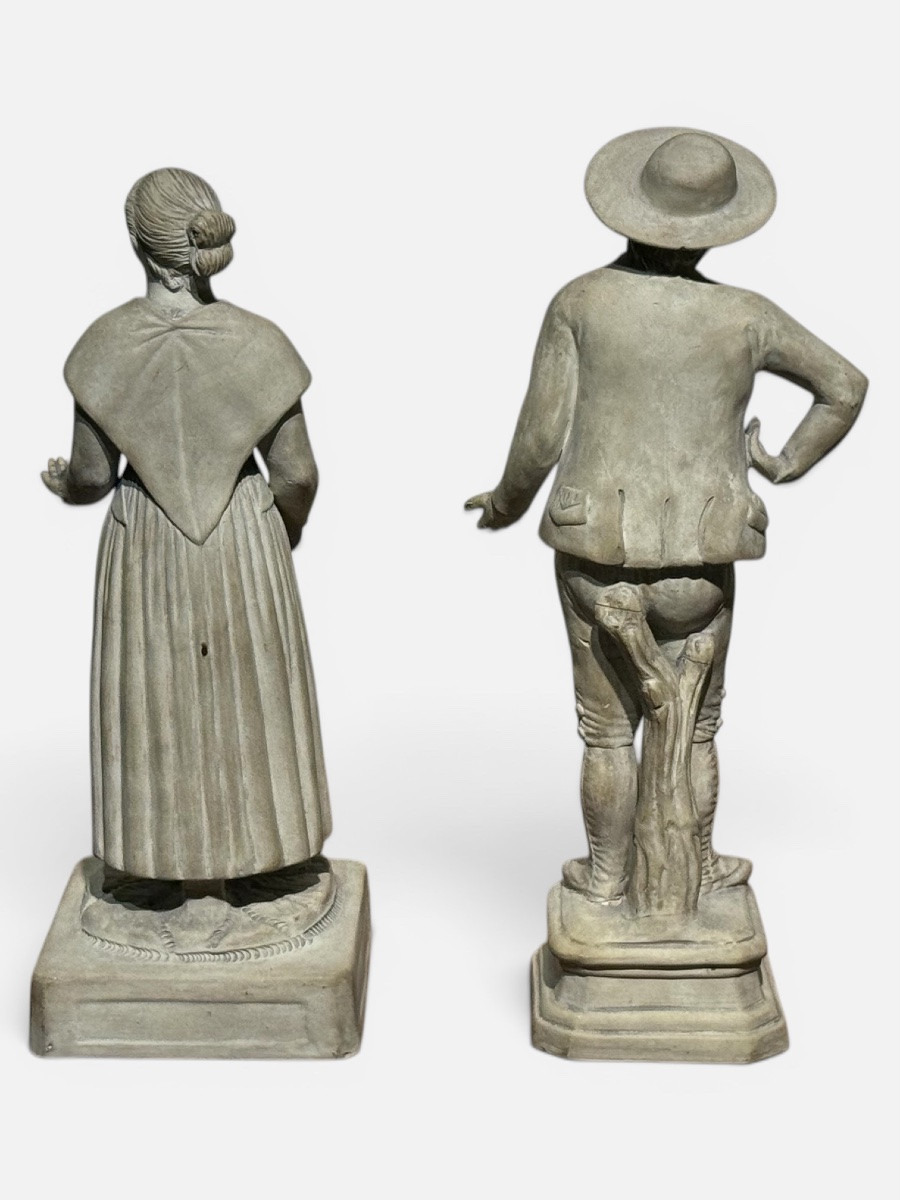 Peasant Couple. Cookie. Italy. 18th Century. 30 Cm.-photo-2