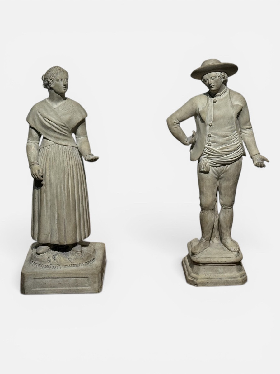 Peasant Couple. Cookie. Italy. 18th Century. 30 Cm.
