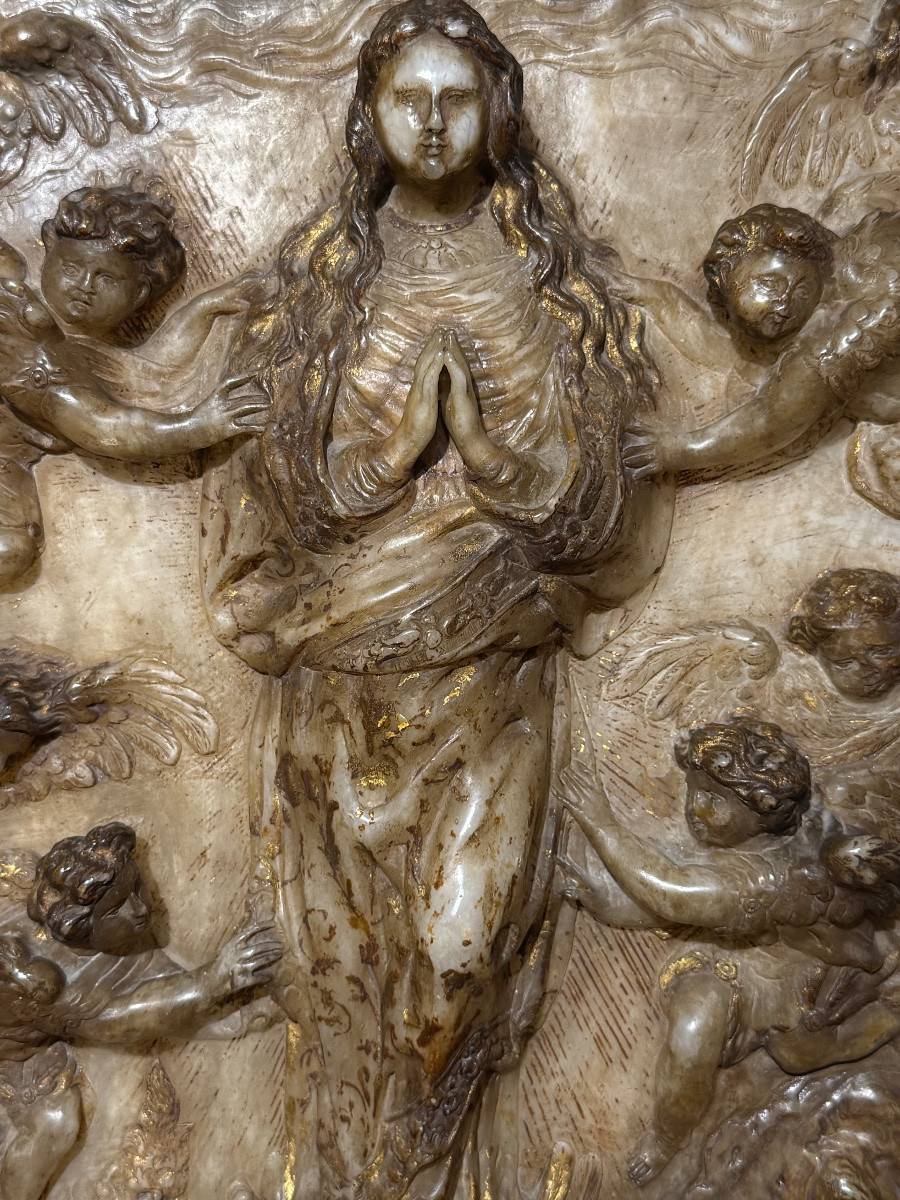 Mmaculate. Huamanga With Gold Highlights. Viceroyalty Of New Spain. 18th Century.-photo-3