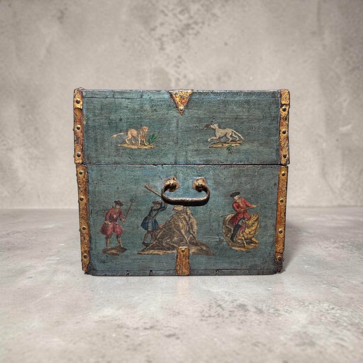 Botellero Con Caja Italiana De Decoración En Técnica De Arte Povero. S XIX. 35,5 Ancho 35,5 De-photo-3