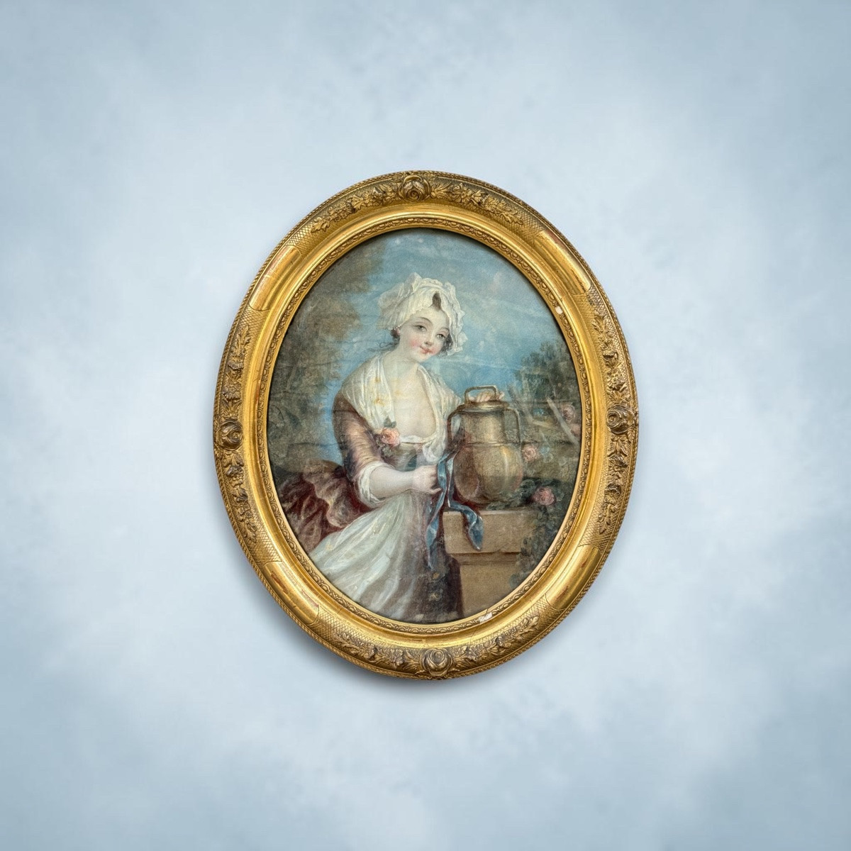 Couple Of Peasant Women. Late 18th / Early 19th Century. 40 × 32 Cm.-photo-1