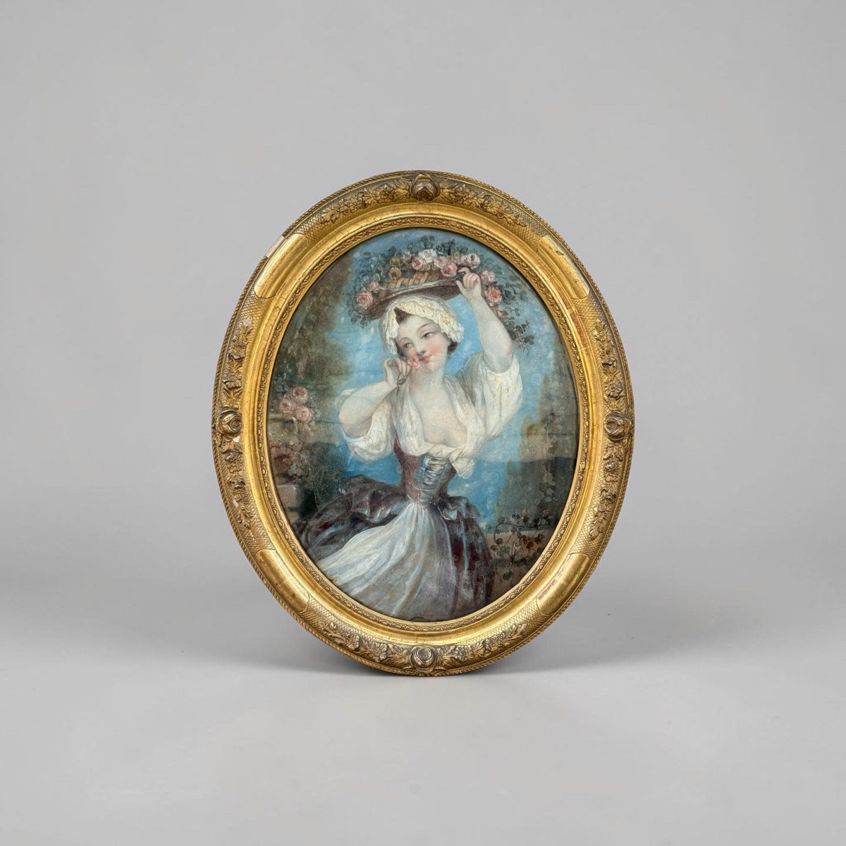 Couple Of Peasant Women. Late 18th / Early 19th Century. 40 × 32 Cm.-photo-2