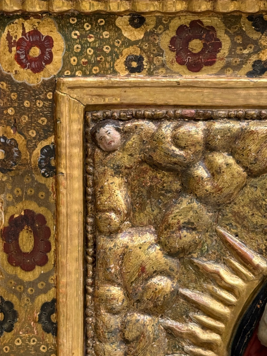 Immaculée. Relief en bois doré et polychromé. École andalouse du XIXe siècle-photo-2