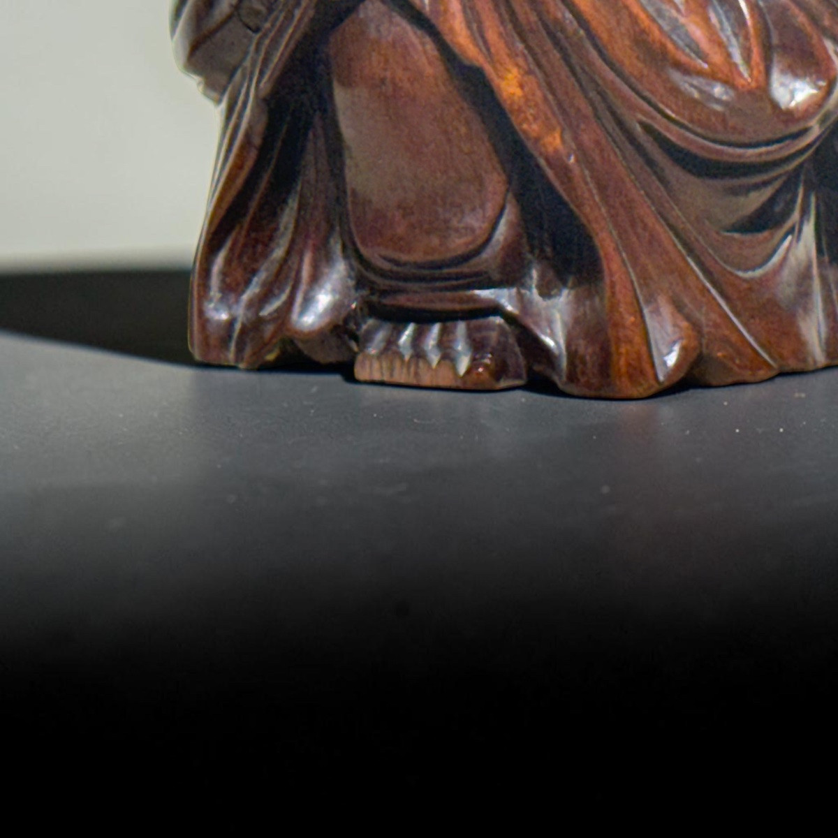 Oriental Figure. Carved And Patinated Ironwood-photo-2