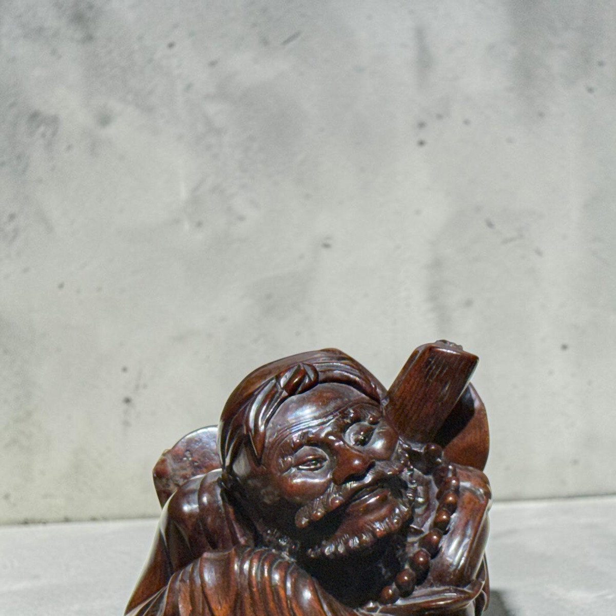 Oriental Figure. Carved And Patinated Ironwood-photo-3