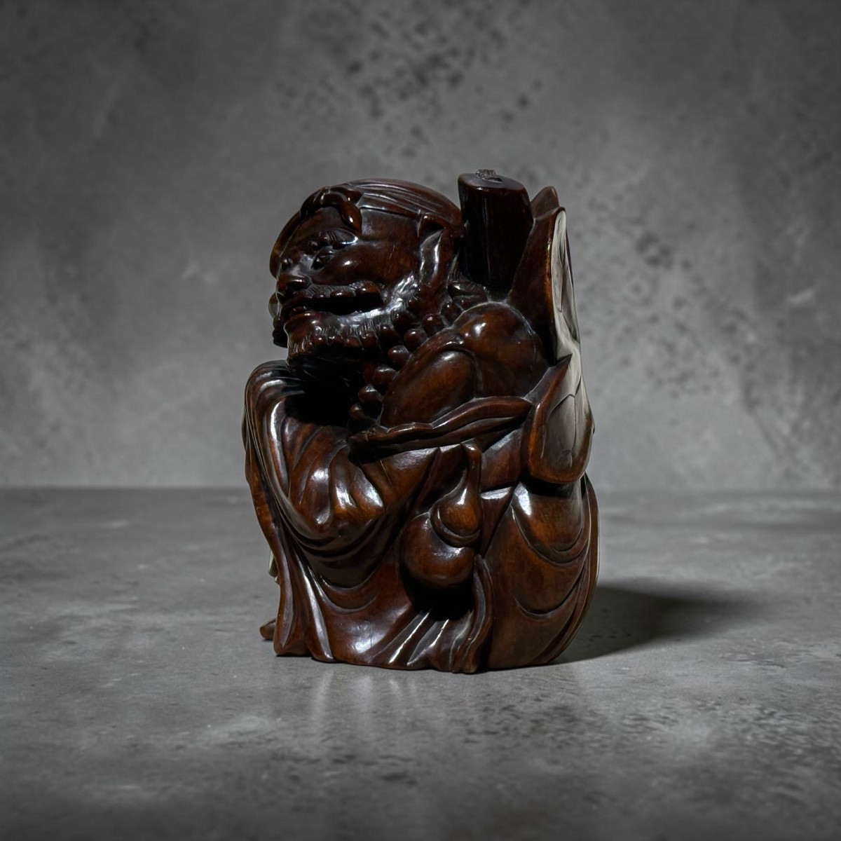 Oriental Figure. Carved And Patinated Ironwood-photo-4