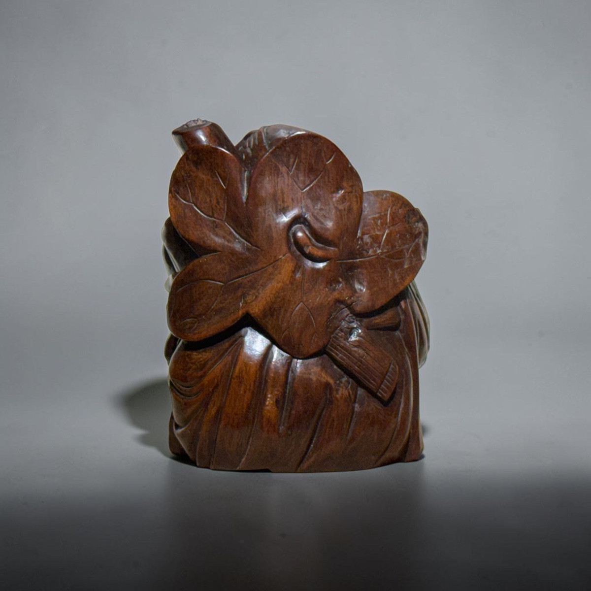 Oriental Figure. Carved And Patinated Ironwood-photo-1