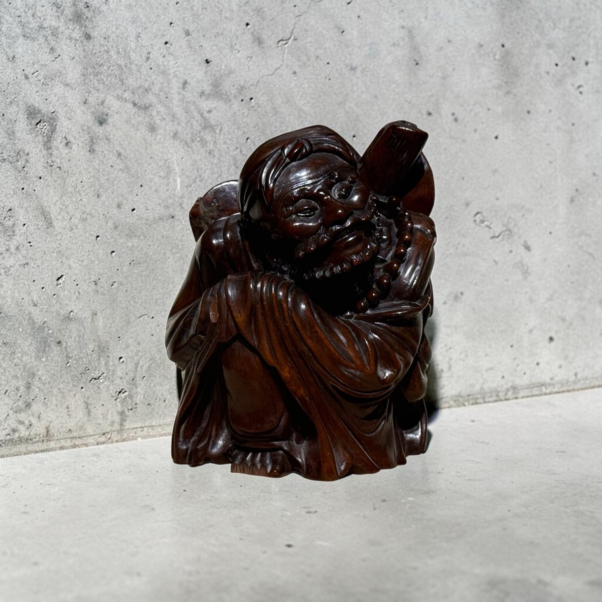 Oriental Figure. Carved And Patinated Ironwood