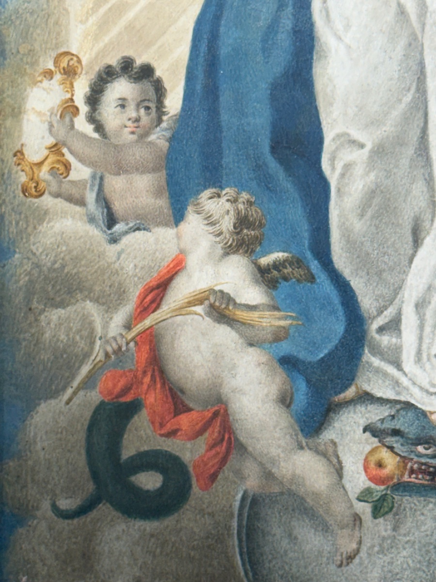 Inmaculada. Juan Bernabé Palomino (1692/1777). Calfskin. -photo-1