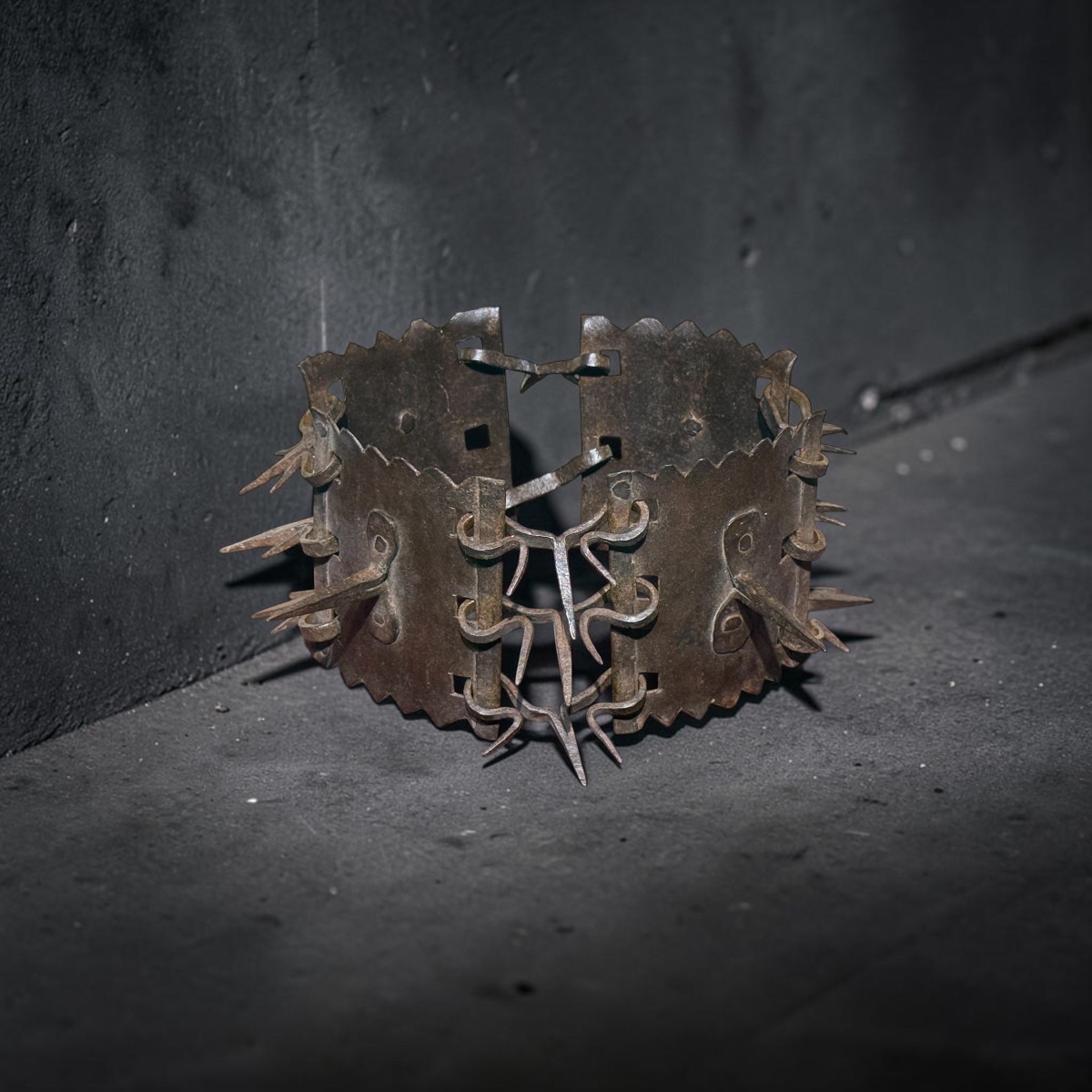 Spiked Dog Collar (carlanca). Wrought Iron. 50 × 12 Cm When Open (16 Cm In Diameter When Closed).-photo-3