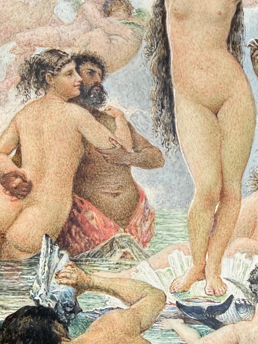 Naissance de Vénus. Miniature peinte à la gouache sur ivoire. Inscription « Bouguereau ». 13 × -photo-3