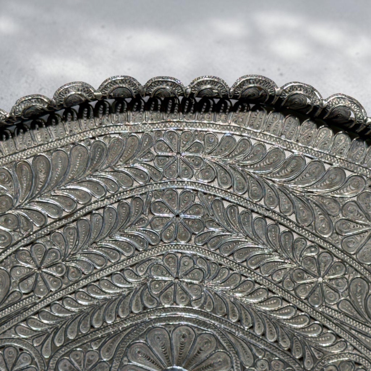 Silver Filigree Tray. Peru, 19th Century-photo-3