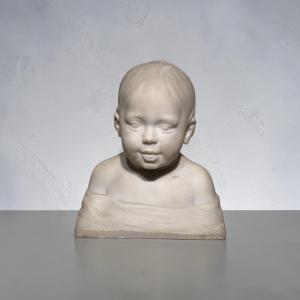 Tête d’enfant. Marbre, XIXe siècle.