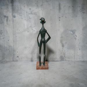 Picasso-style Bullfighter. Bronze With A Green Patina. Signed “j. Gerez.”