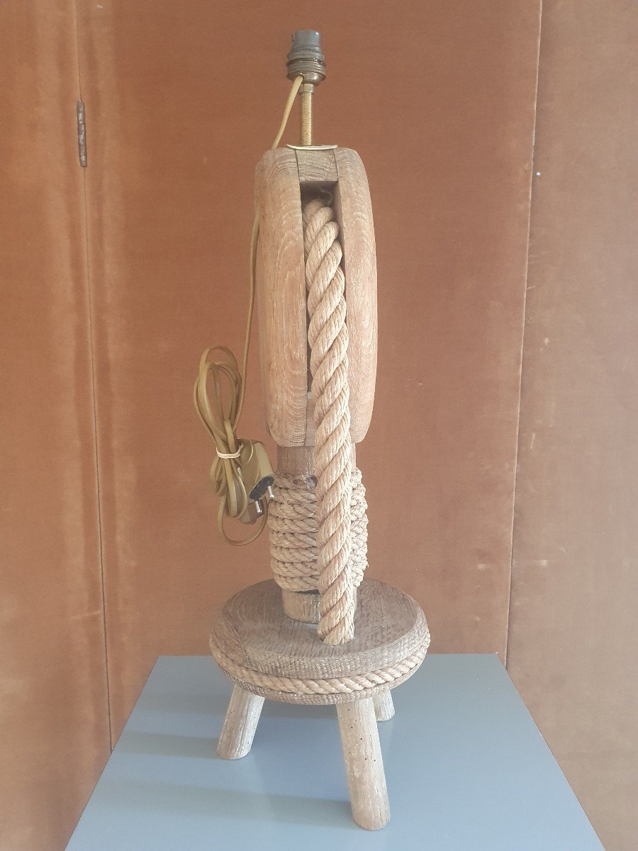 Audoux Minet, Lamp, Rope And Pulley, Wood, XX°.-photo-2