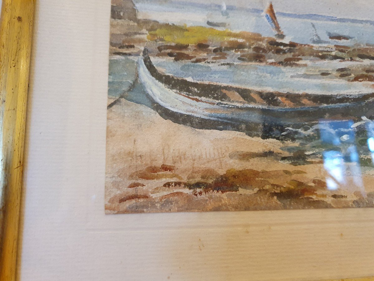 Bassin d'Arcachon, Pinassottes, Watercolor, Signed, XX°.-photo-4