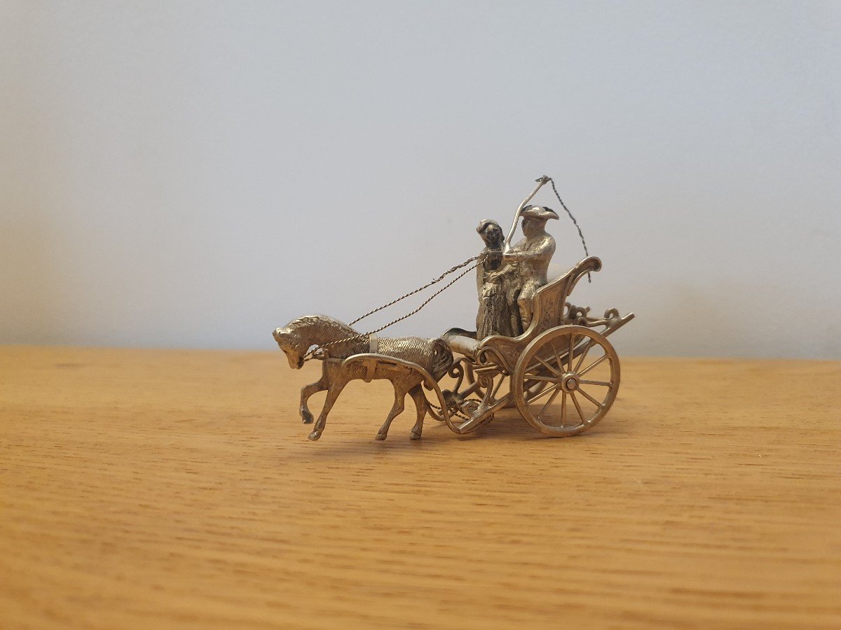 Petit Chariot , Argent Massif , XX°. -photo-4