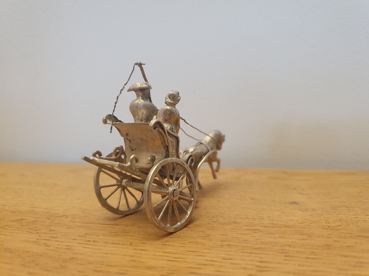 Petit Chariot , Argent Massif , XX°. -photo-1
