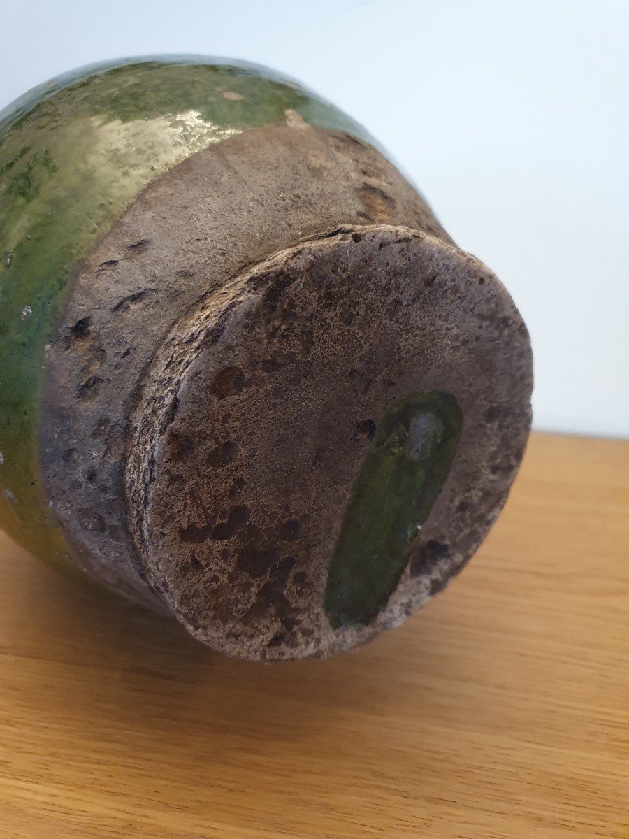 Walnut Oil Jar, Saintonge / Charente, Green Glazed Terracotta, XIX Century.-photo-4