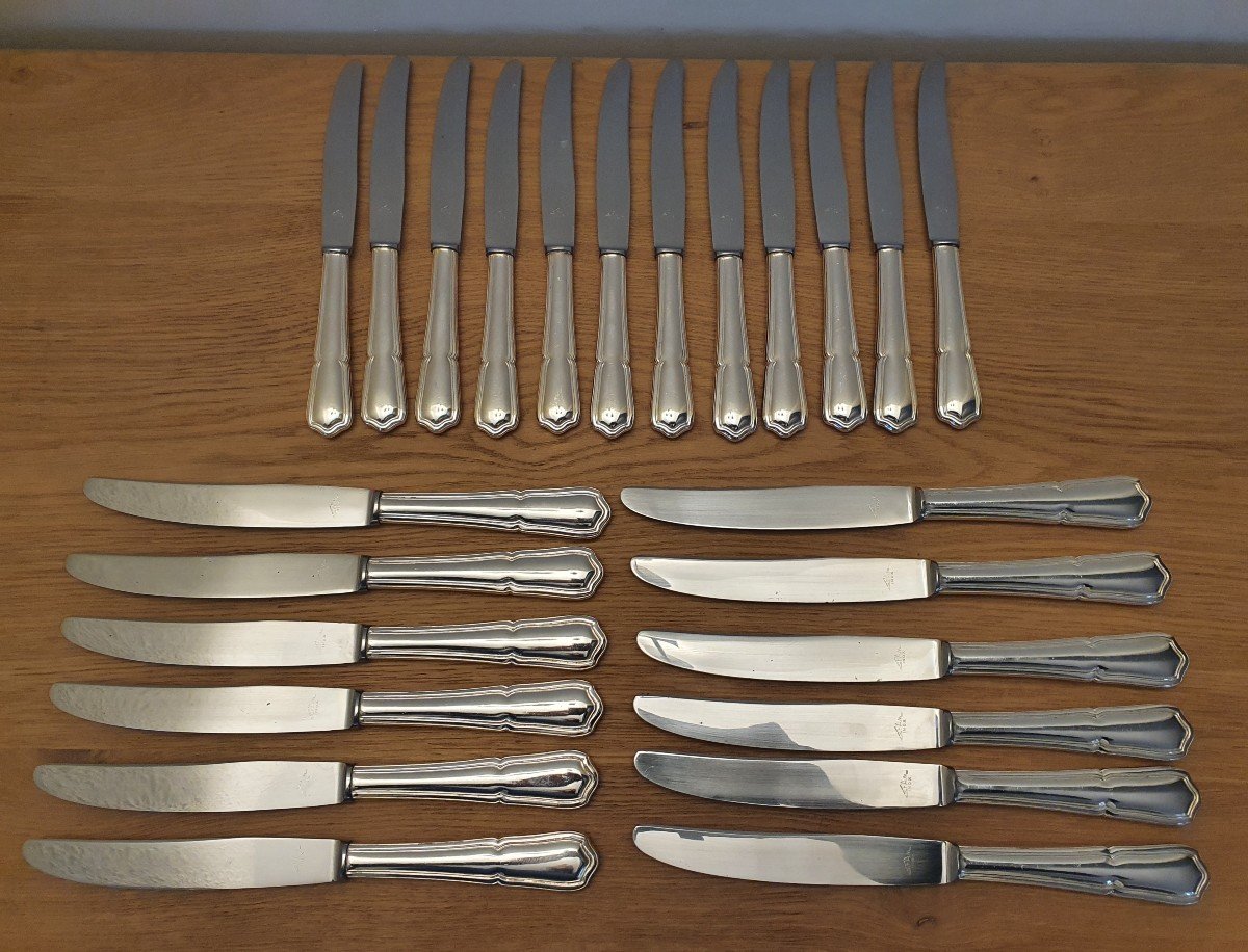 Sfam, Suite Of 24 Knives, Violin Filet, Silver Metal, XX °.-photo-1